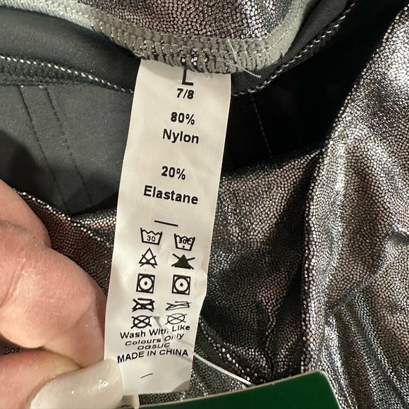 Halara SoftlyZero Faux Leather High Waisted Pocket Work Leggings Large Silver - Picture 9 of 9